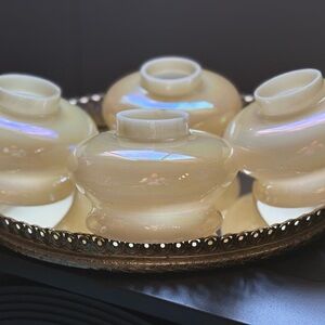 Set of 4 Vintage “Butterscotch” Opalescent Glass Lamp Shades